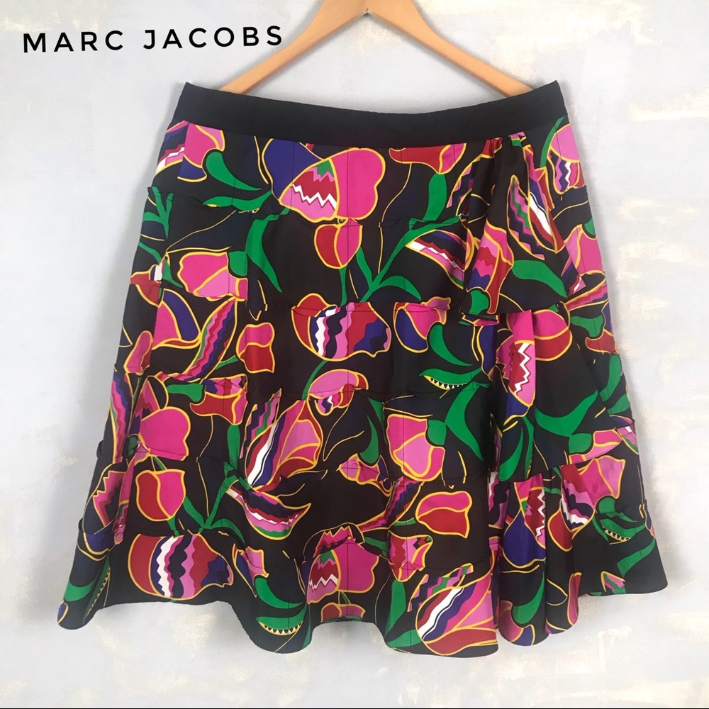 NWT Marc Jacobs Silk Floral Ruffle Skirt M153101